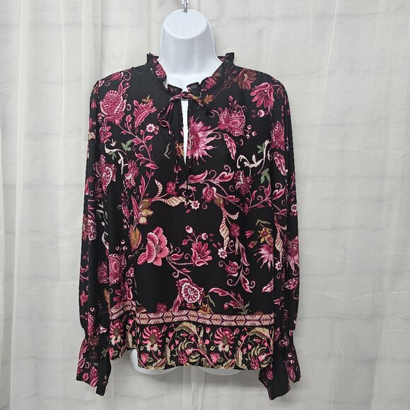 INC International Concepts Tops - INC Blouse Black Pink Floral Goth Fairy Whimsigoth Boho L